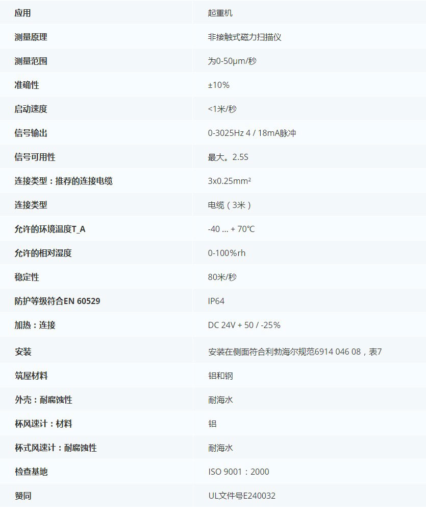 德***科瑞文KriwanINT10 K擺式葉片風速傳感器13N292技術參數
